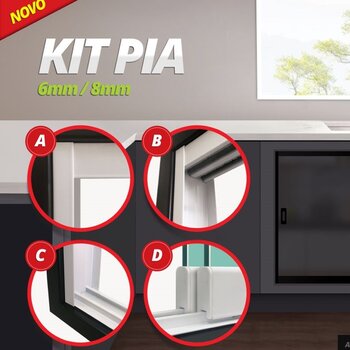 Kit Pia para vidro 6 ou 8mm com altura maxima de 1,20m