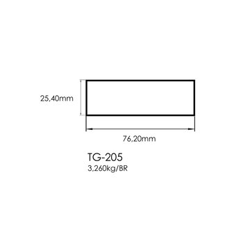 TG205F Tubo retangular 76,20 x 25,40 x 1,10mm fosco