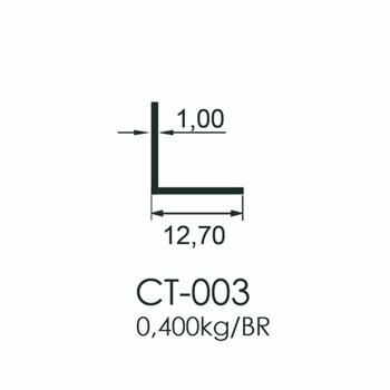CT003I Cantoneira 12,70 x 1,00mm inox