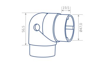 Curva articulada para tubo redondo de 50mm de diâmetro preto