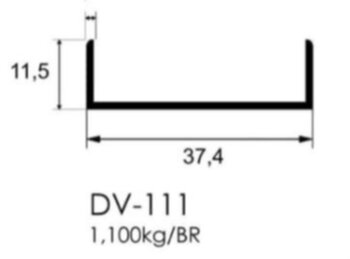 DV111P Perfil em U 37,4x11,5x1,20mm anodizado preto
